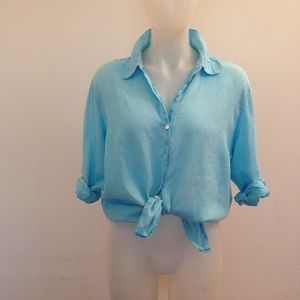 L.L. Bean XL LInen shirt aqua